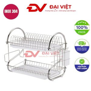 kệ chén inox 2 tầng 40x24x35cm