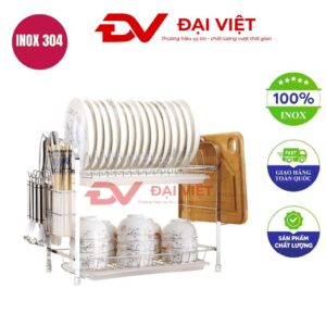 kệ chén inox 2 tầng 44x25x39cm
