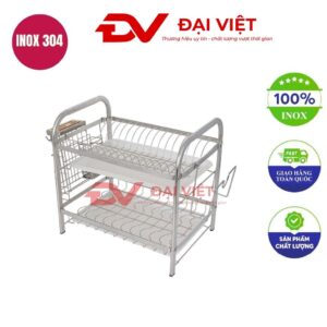 kệ chén inox 2 tầng 57x29x39cm