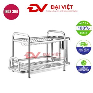 kệ chén inox 2 tầng 58x35x27cm