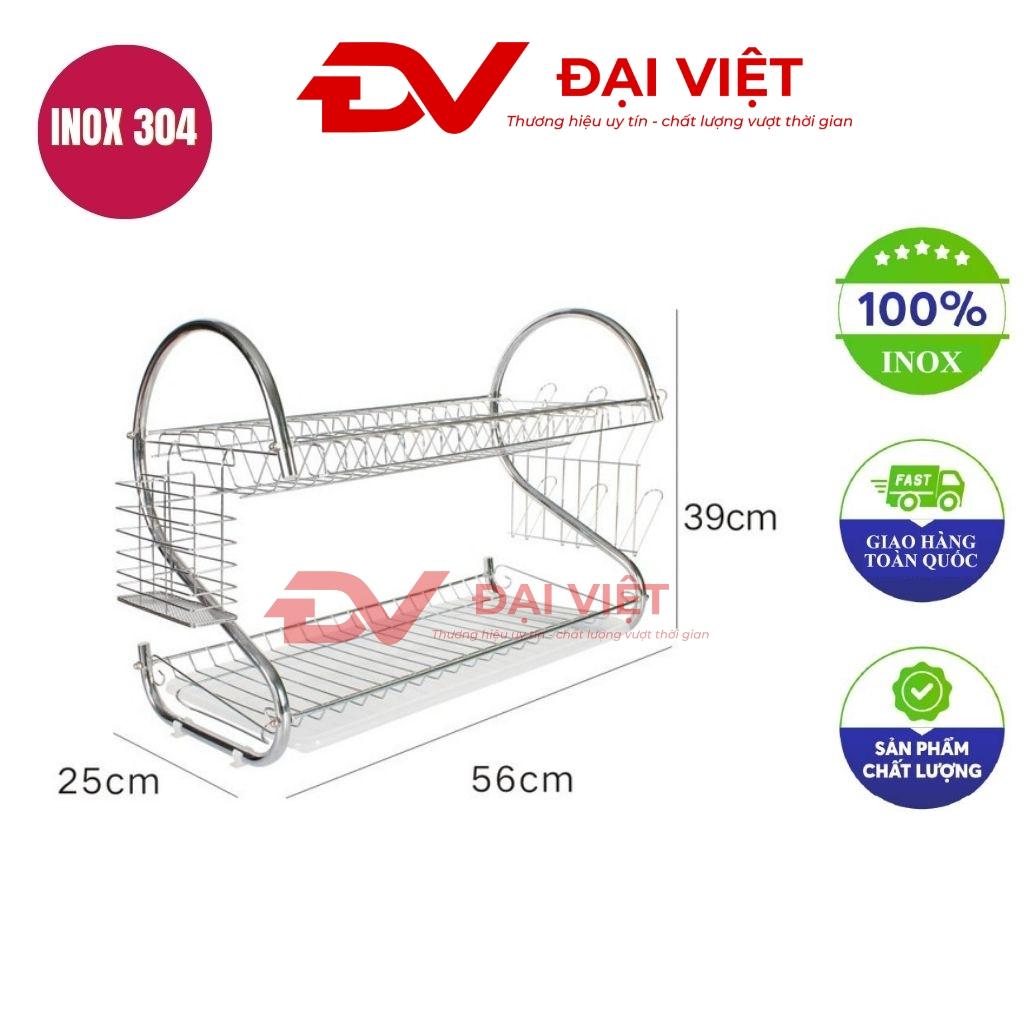 kệ chén inox 2 tầng có chân 56x25x39cm