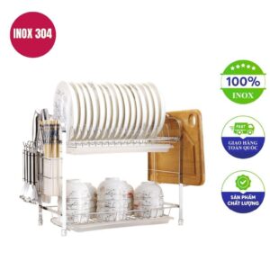 kệ chén inox 2 tầng đa năng