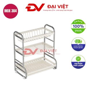 kệ chén inox 3 tầng 40x24x50cm