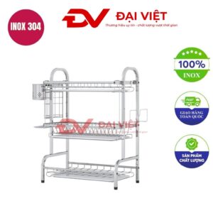 kệ chén inox 3 tầng 42x25x61cm