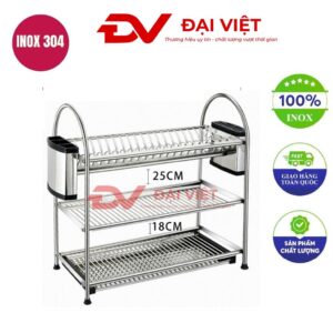 kệ chén inox 3 tầng 42x25x63cm