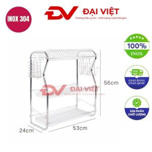 kệ chén inox 3 tầng 53x24x56cm