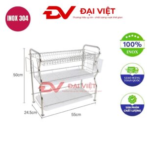 kệ chén inox 3 tầng 55x25x50cm