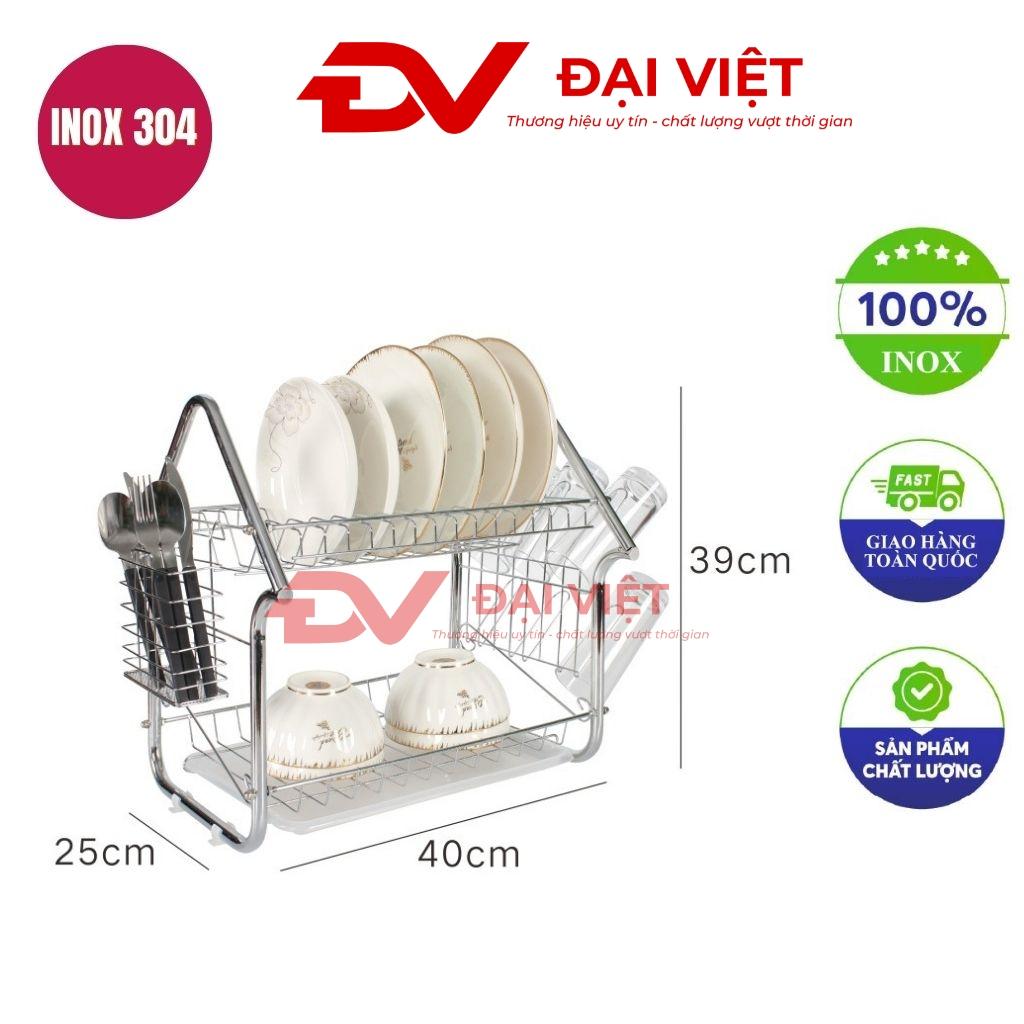 kệ để chén inox 2 tầng 40x25x39cm