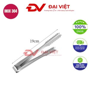 kẹp gắp đá inox 19cm