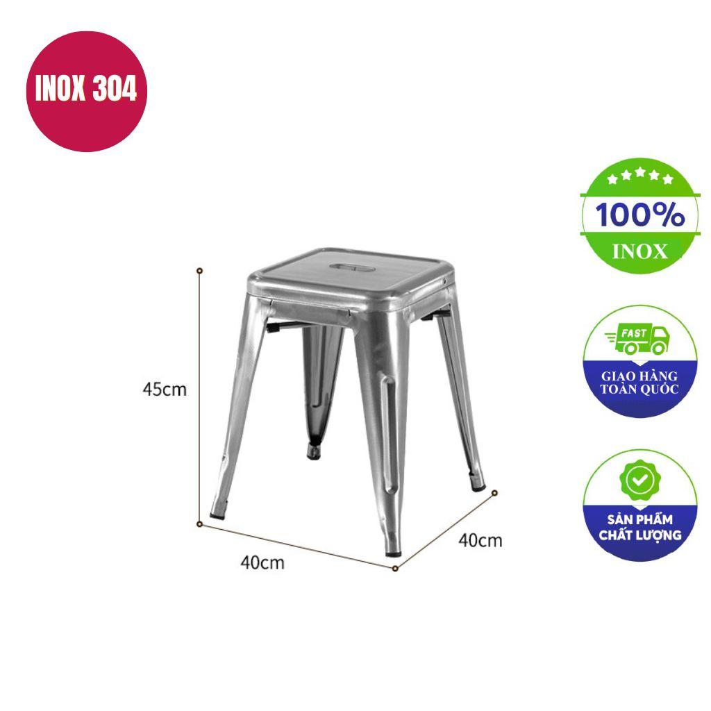Cận cảnh khung ống tròn phi 32 chịu lực vững chắc của ghế đôn inox