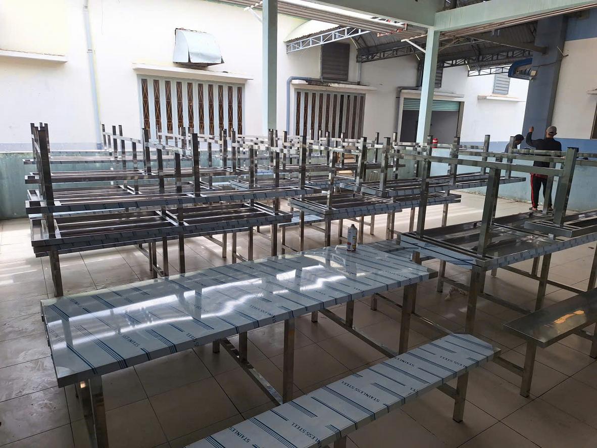 Khung bàn inox 304 vuông 38 trong dự án CÔNG TY TNHH BANDO VINA - Cơ Khí Đại Việt