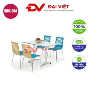 bộ bàn ăn 4 ghế inox 1200x600x750mm