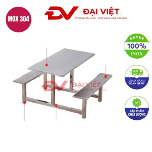 bộ bàn ăn công nghiệp ghế liền