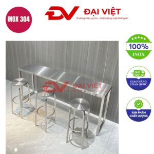 bộ bàn ăn inox 3 ghế 160x40x105cm