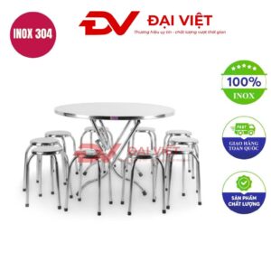 Bộ bàn ghế ăn inox 1200x800mm