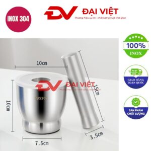 bộ cối chày inox 10x10cm