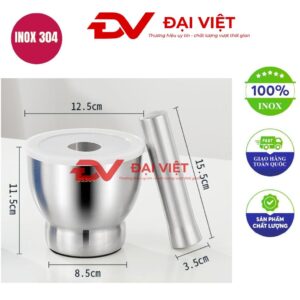 bộ cối chày inox 12.5x11.5cm