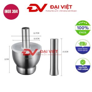 bộ cối chày inox 12.7x12cm