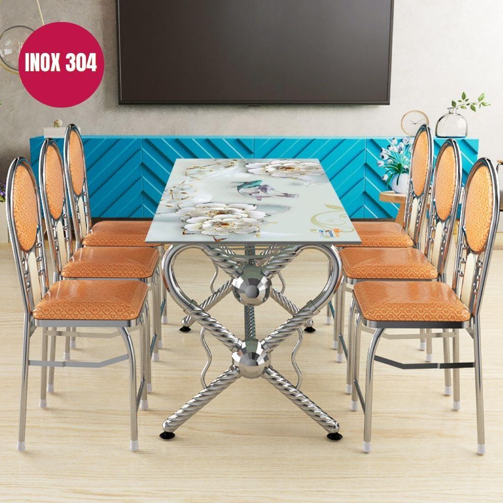 Bố trí bộ bàn kính 6 ghế GC13 hài hòa trong không gian phòng ăn hiện đại