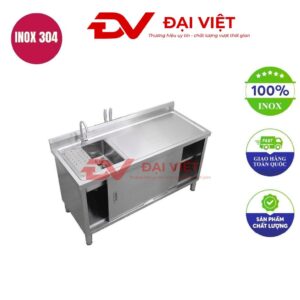 Bồn rửa chén inox 1 ngăn lớn 1450x600x800mm