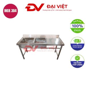 Bồn rửa inox công nghiệp 2 hố 1000x500x800mm
