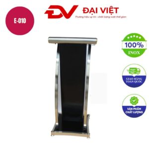 Bục phát biểu kiểu Mỹ đen khung inox trắng E-010