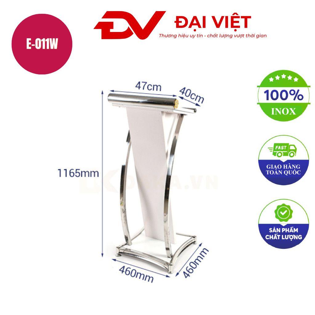 Bục phát biểu kiểu Mỹ trắng khung inox trắng E-011W