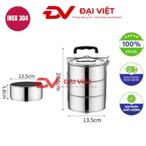 camen inox 3 ngăn 14x26cm