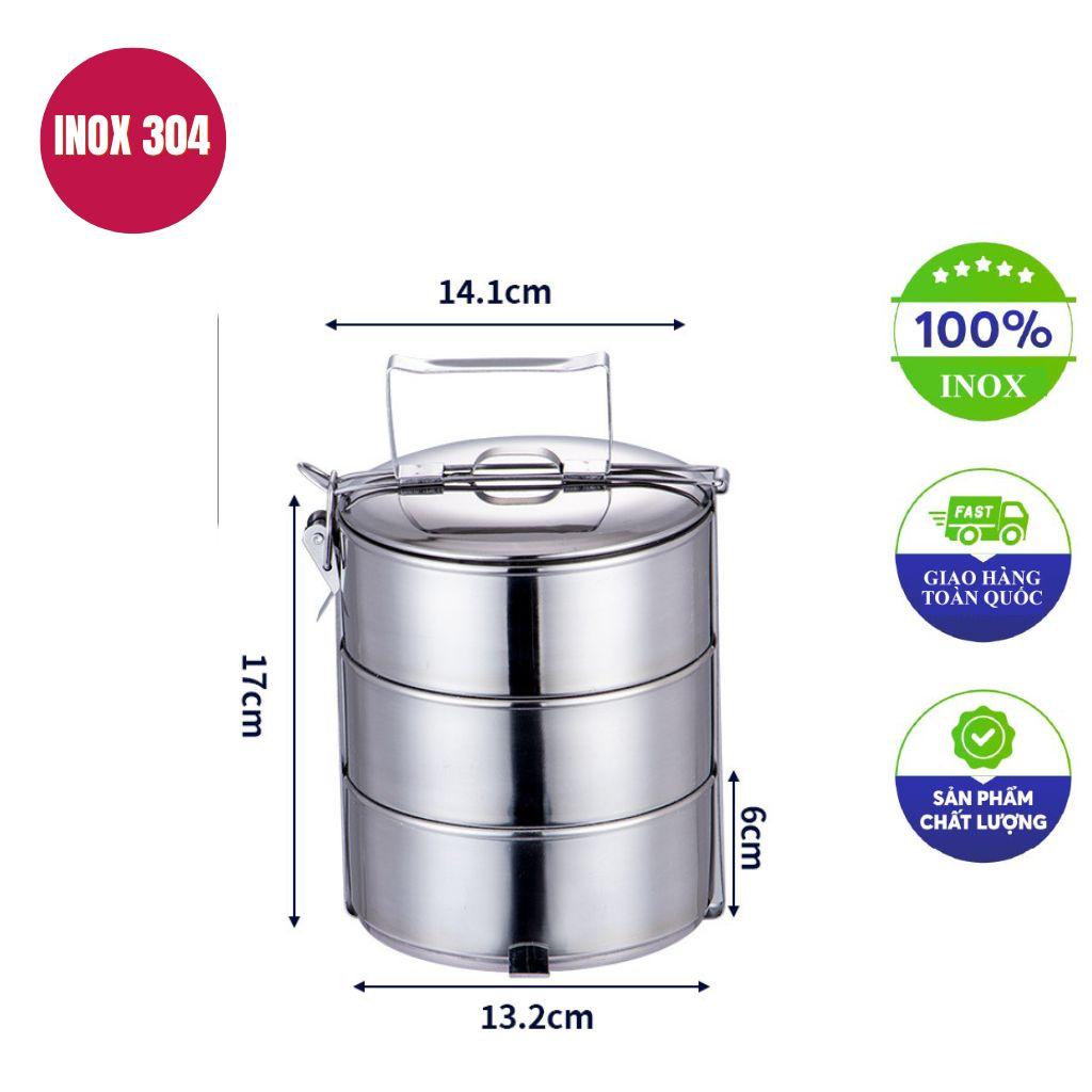 Thân inox dày dặn cùng quai xách trợ lực giúp chống nứt vỡ vượt trội so với hộp nhựa