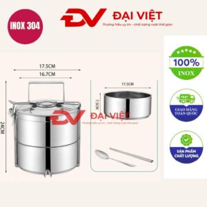 Camen Inox giữ nhiệt 2 ngăn 18x24cm