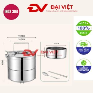 Camen Inox giữ nhiệt 2 ngăn 20x24cm