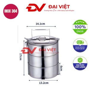 camen inox giữ nhiệt 3 ngăn 13x17cm