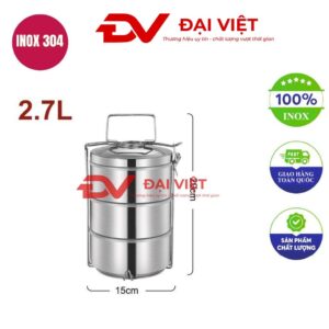 camen inox giữ nhiệt 3 ngăn 15x29cm