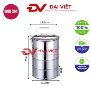 camen inox giữ nhiệt 4 ngăn 13x22cm