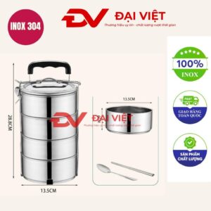Camen Inox giữ nhiệt 4 ngăn 14x28cm