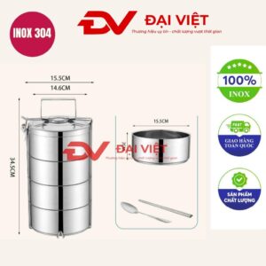 Camen Inox giữ nhiệt 4 ngăn 16x34cm