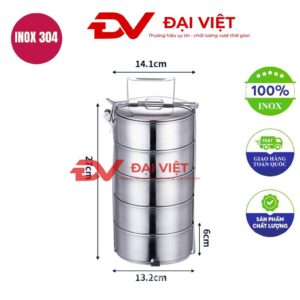 camen inox giữ nhiệt 5 ngăn 13x27cm