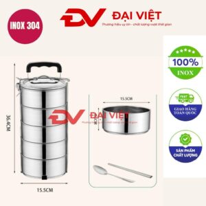Camen Inox giữ nhiệt 5 ngăn 16x36cm