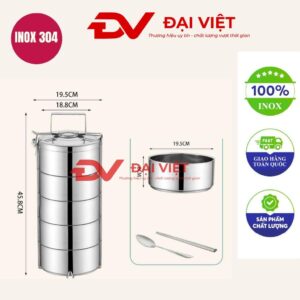 Camen Inox giữ nhiệt 5 ngăn 20x45cm