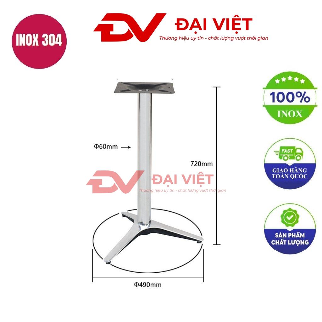 chân bàn inox 3 chấu 490x720mm