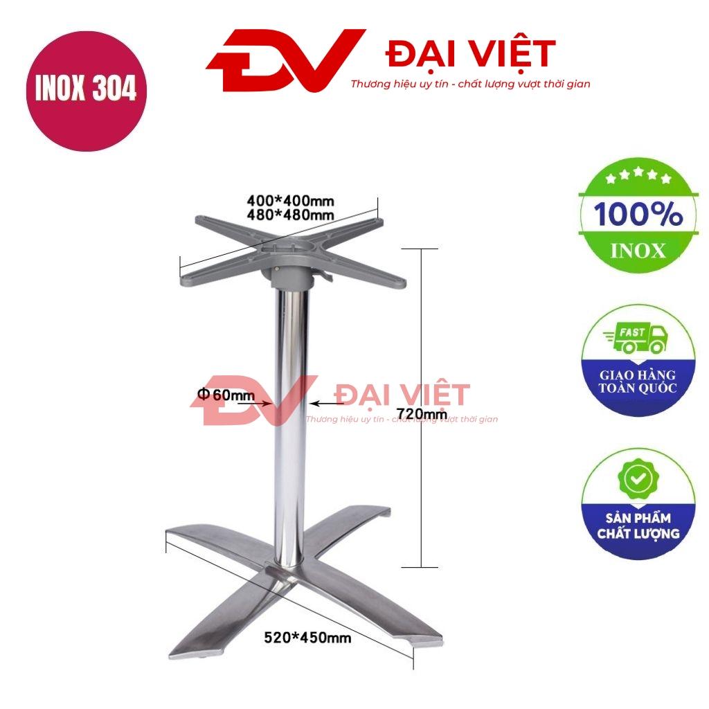 chân bàn inox 4 chấu 520x720mm