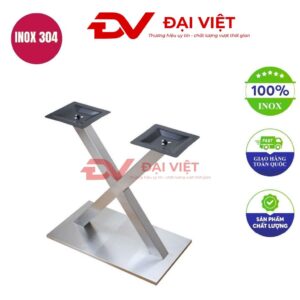 chân bàn inox chữ x 700x400x720mm