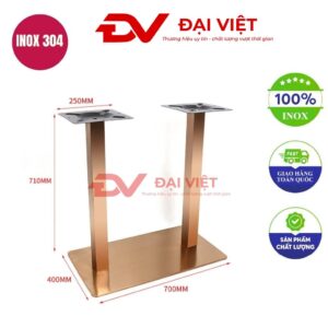 chân bàn inox mạ vàng 700x400x710mm