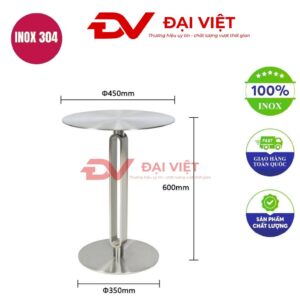 chân bàn inox tròn 2 mặt 350x600mm