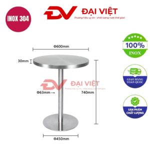 chân bàn inox tròn 450x740mm