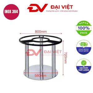 chân bàn inox tròn 580x720mm