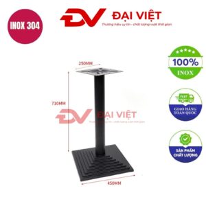 chân bàn inox vuông 450x450x710mm