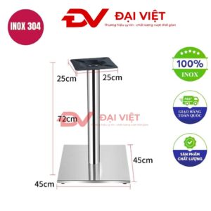chân bàn inox vuông 450x450x720mm