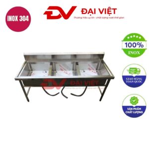 Chậu rửa công nghiệp 3 hố 1800x600x800mm