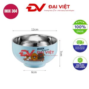 chén inox 2 lớp cho bé hình thú 12x7cm
